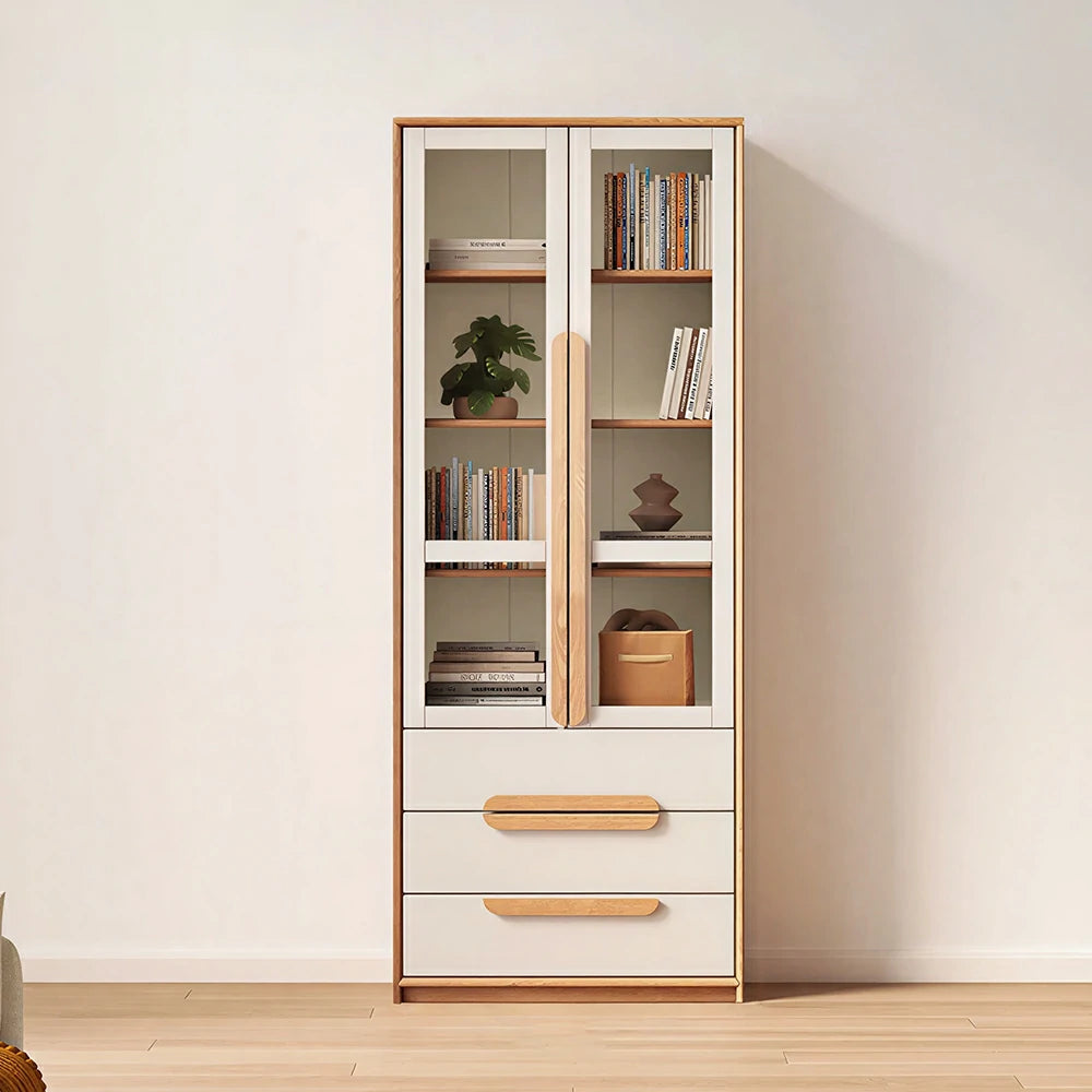 LIVARA Kids Open Bookcase Eco Waterborne Finish Anti-Tip Adjustable Shelves Double Doors Three Drawers for Kids Room Reading Corner Study Area