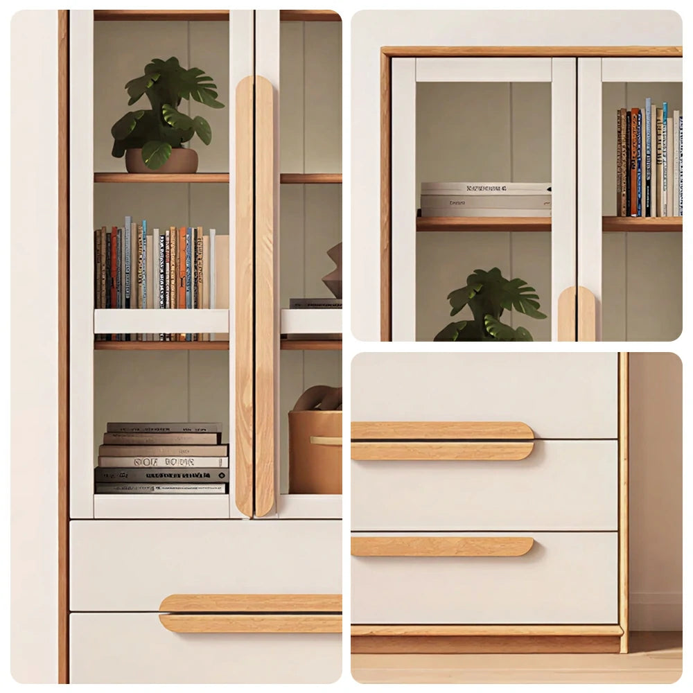 LIVARA Kids Open Bookcase Eco Waterborne Finish Anti-Tip Adjustable Shelves Double Doors Three Drawers for Kids Room Reading Corner Study Area