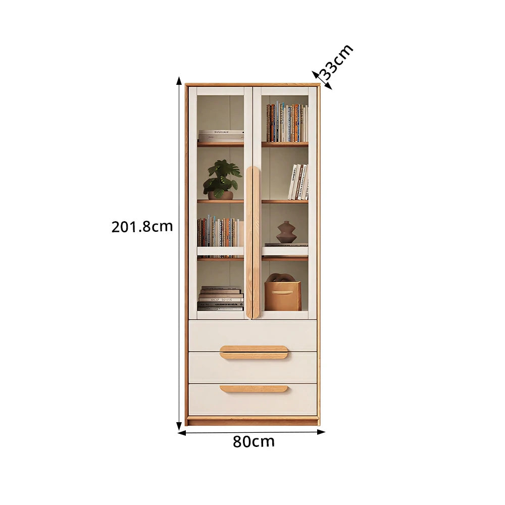 LIVARA Kids Open Bookcase Eco Waterborne Finish Anti-Tip Adjustable Shelves Double Doors Three Drawers for Kids Room Reading Corner Study Area