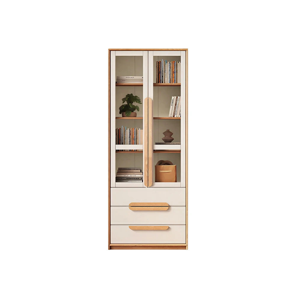 LIVARA Kids Open Bookcase Eco Waterborne Finish Anti-Tip Adjustable Shelves Double Doors Three Drawers for Kids Room Reading Corner Study Area