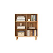 LIVARA Open Solid Wood Bookcase Natural Timber Adjustable Shelves Rounded Design 2-Column for Living Room Study Reading Area - Wood