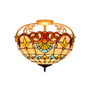 LIVARA European Vintage Baroque Style Stained Glass Ceiling Light 3-Light Design Even Lighting 42x38cm Suitable for Living Room Bedroom Dining Hallway