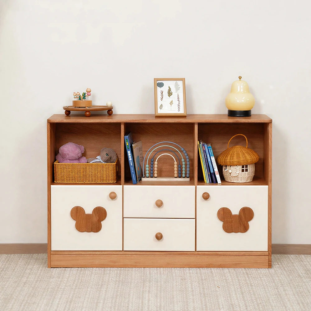 LIVARA Kids Storage Cabinet Multi-Zone Anti-Tip Solid Wood Rounded Corners for Kids Room Reading Corner Play Area - White