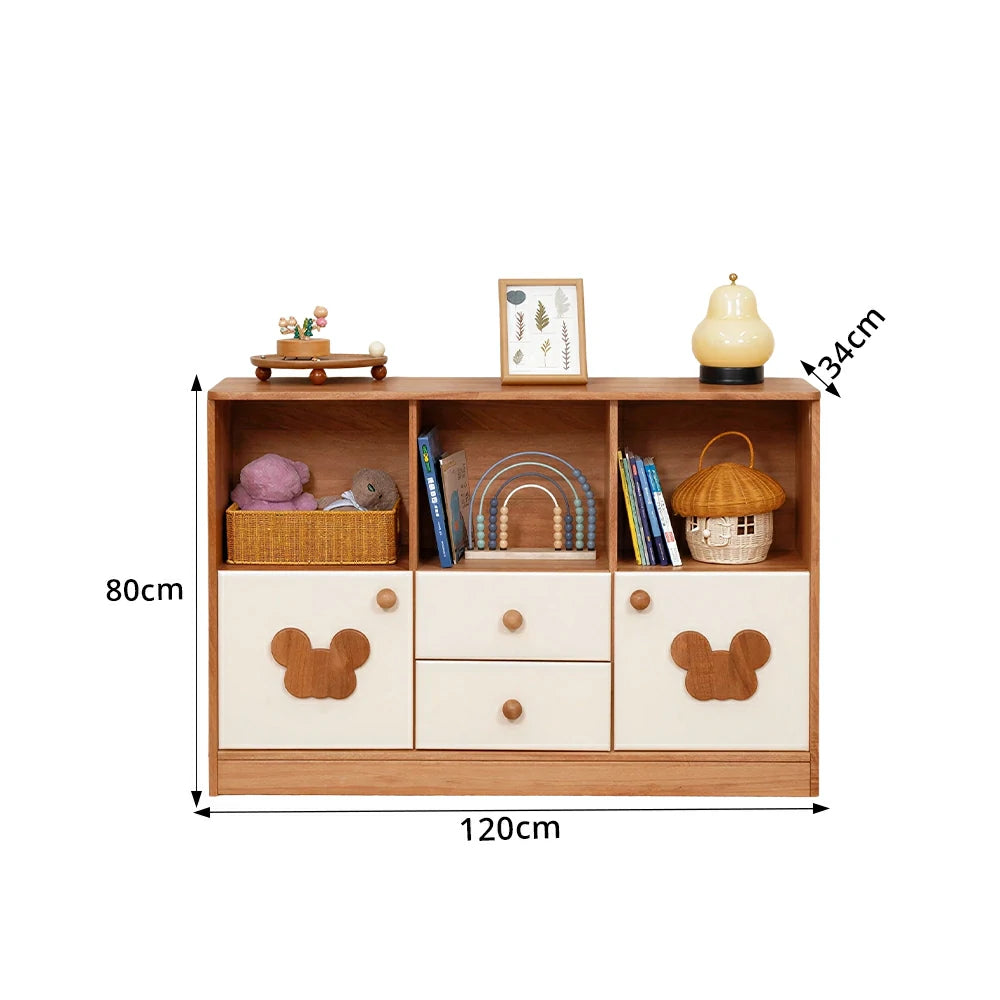 LIVARA Kids Storage Cabinet Multi-Zone Anti-Tip Solid Wood Rounded Corners for Kids Room Reading Corner Play Area - White