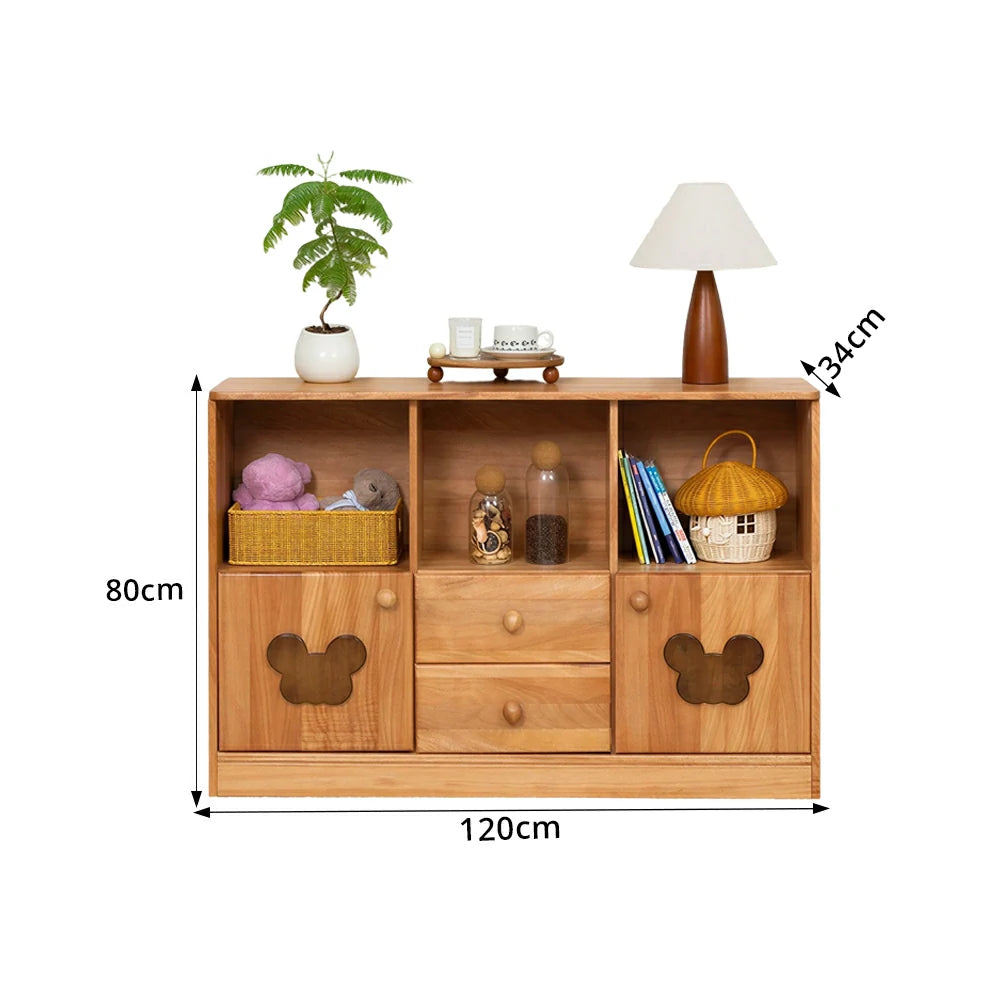 LIVARA Kids Storage Cabinet Multi-Zone Anti-Tip Solid Wood Rounded Corners for Kids Room Reading Corner Play Area - Wood
