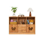 LIVARA Kids Storage Cabinet Multi-Zone Anti-Tip Solid Wood Rounded Corners for Kids Room Reading Corner Play Area - Wood