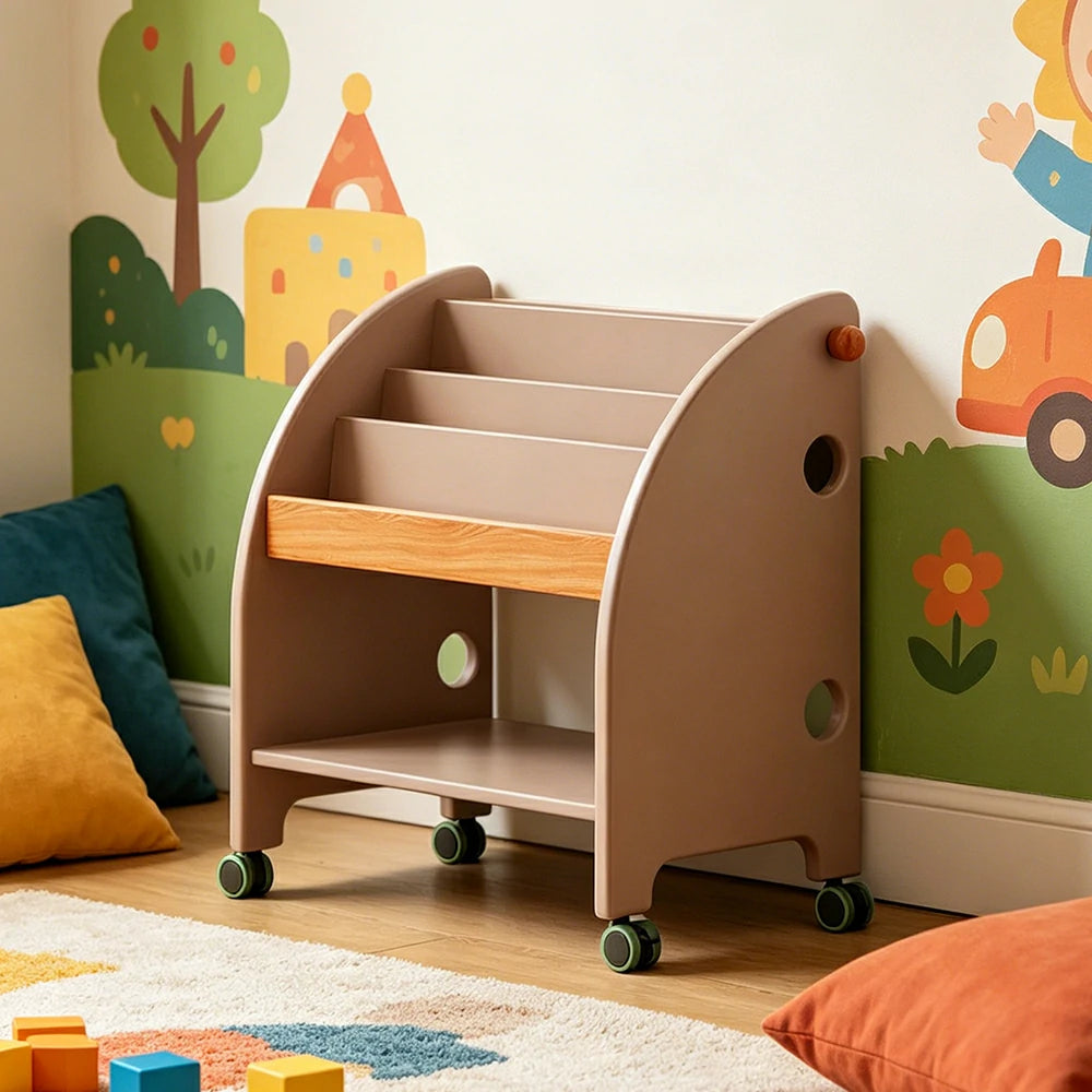 LIVARA Kids Picture Book Rack - Child-Friendly Storage Shelf - Bedroom Playroom Organizer - Sakura Pink