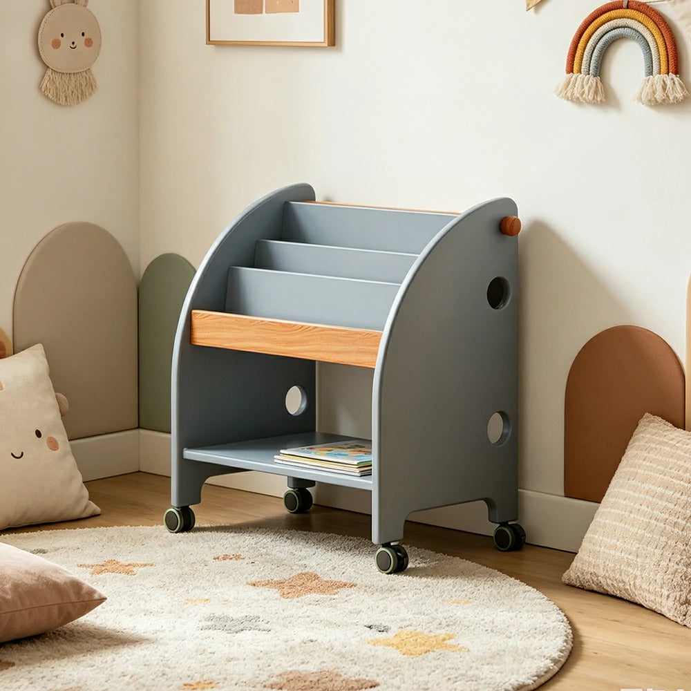 LIVARA Kids Picture Book Rack - Child-Friendly Storage Shelf - Bedroom Playroom Organizer - BLUE