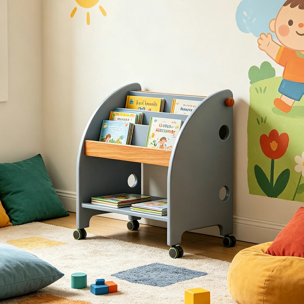 LIVARA Kids Picture Book Rack - Child-Friendly Storage Shelf - Bedroom Playroom Organizer - BLUE