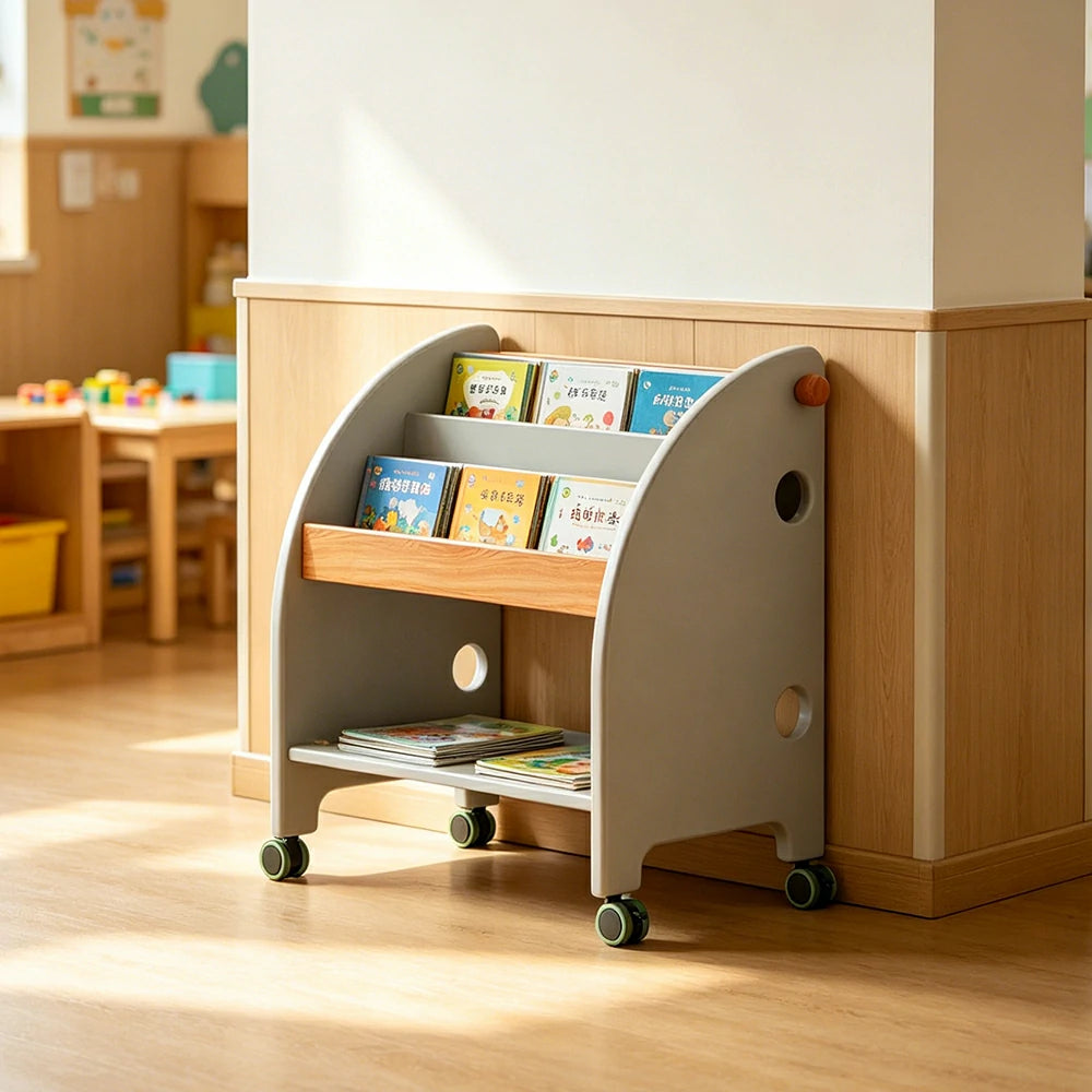 LIVARA Kids Picture Book Rack - Child-Friendly Storage Shelf - Bedroom Playroom Organizer - GREY