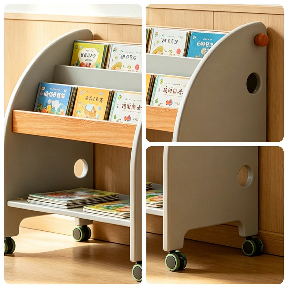 LIVARA Kids Picture Book Rack - Child-Friendly Storage Shelf - Bedroom Playroom Organizer - GREY