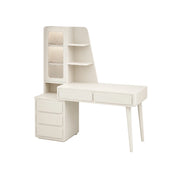 LIVARA Cream White Study Desk with Hutch - 3 Door Storage Cabinet - Left Drawers for Home Office - Cheese White