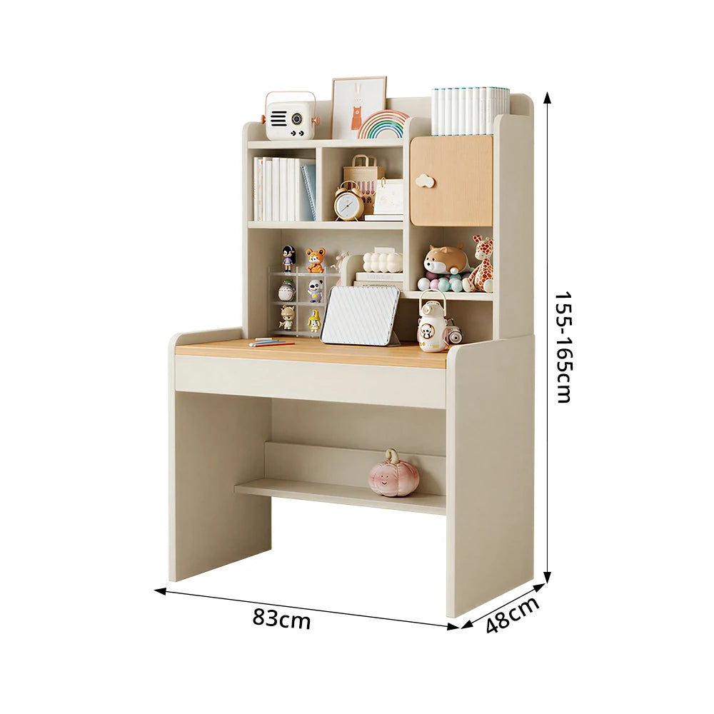 LIVARA Cherry Wood Study Desk with Hutch - Compact No Drawer Design for Small Spaces - Lami Cherry