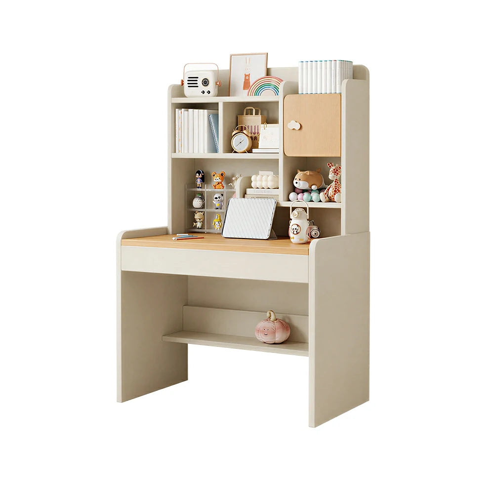 LIVARA Cherry Wood Study Desk with Hutch - Compact No Drawer Design for Small Spaces - Lami Cherry