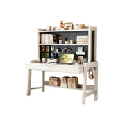 LIVARA White Kids Study Desk with Pegboard Bookshelf - 3 Level Adjustable Desktop for Study Room - White