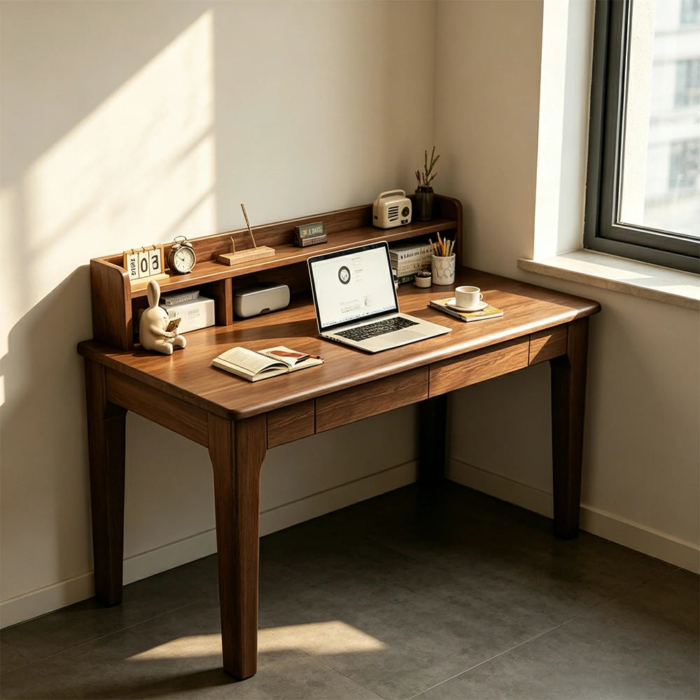 LIVARA Walnut Kids Study Desk - Compact Single Desk for Study Room - Walnut