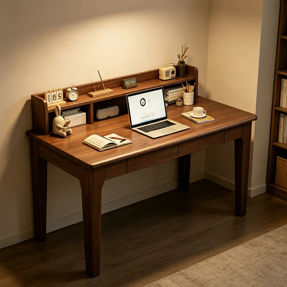 LIVARA Walnut Kids Study Desk - Compact Single Desk for Study Room - Walnut