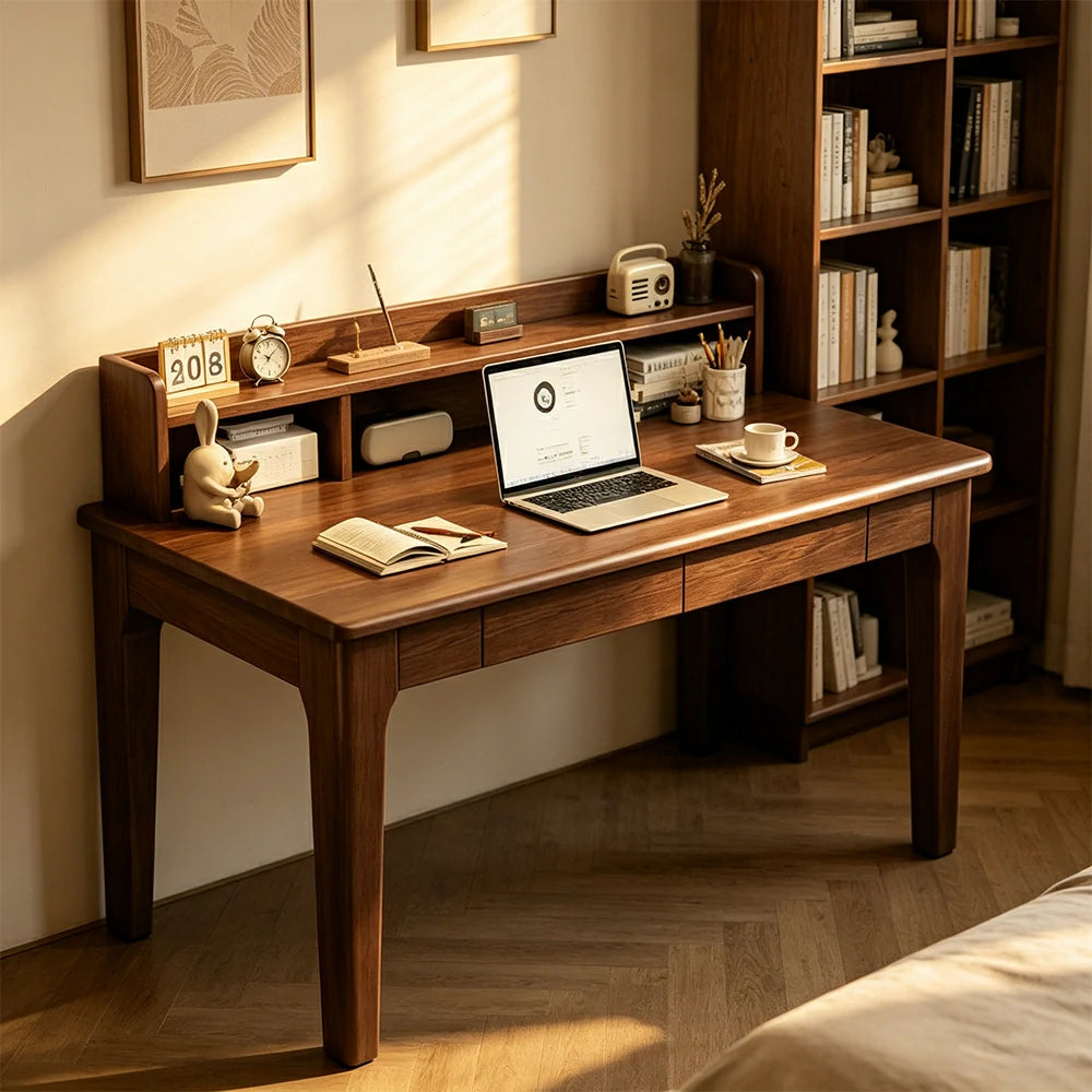 LIVARA Walnut Kids Study Desk - Compact Single Desk for Study Room - Walnut
