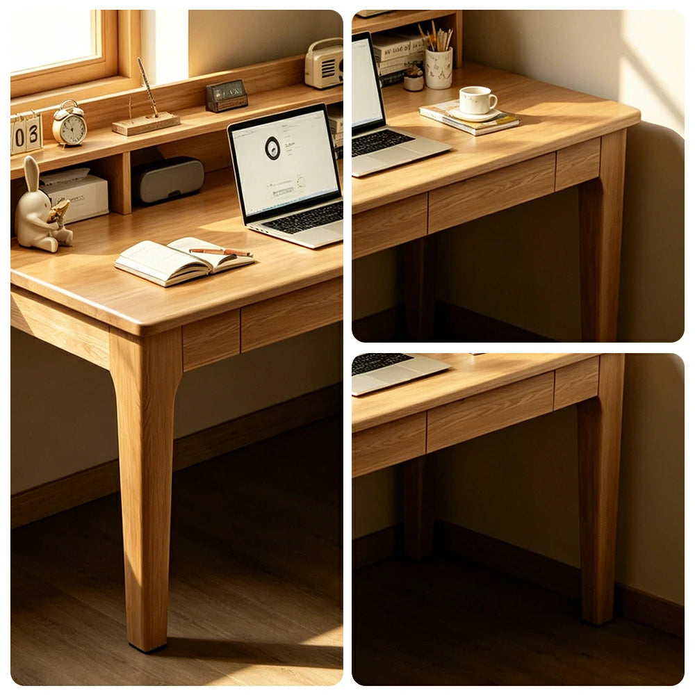 LIVARA Natural Wood Kids Study Desk - Compact Single Desk for Study Room - Natural Wood