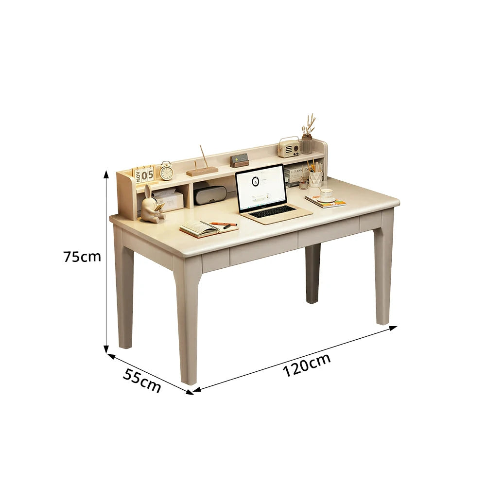 LIVARA Natural Wood Kids Study Desk - Compact Single Desk for Study Room - White