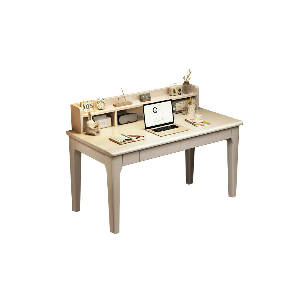 LIVARA Natural Wood Kids Study Desk - Compact Single Desk for Study Room - White