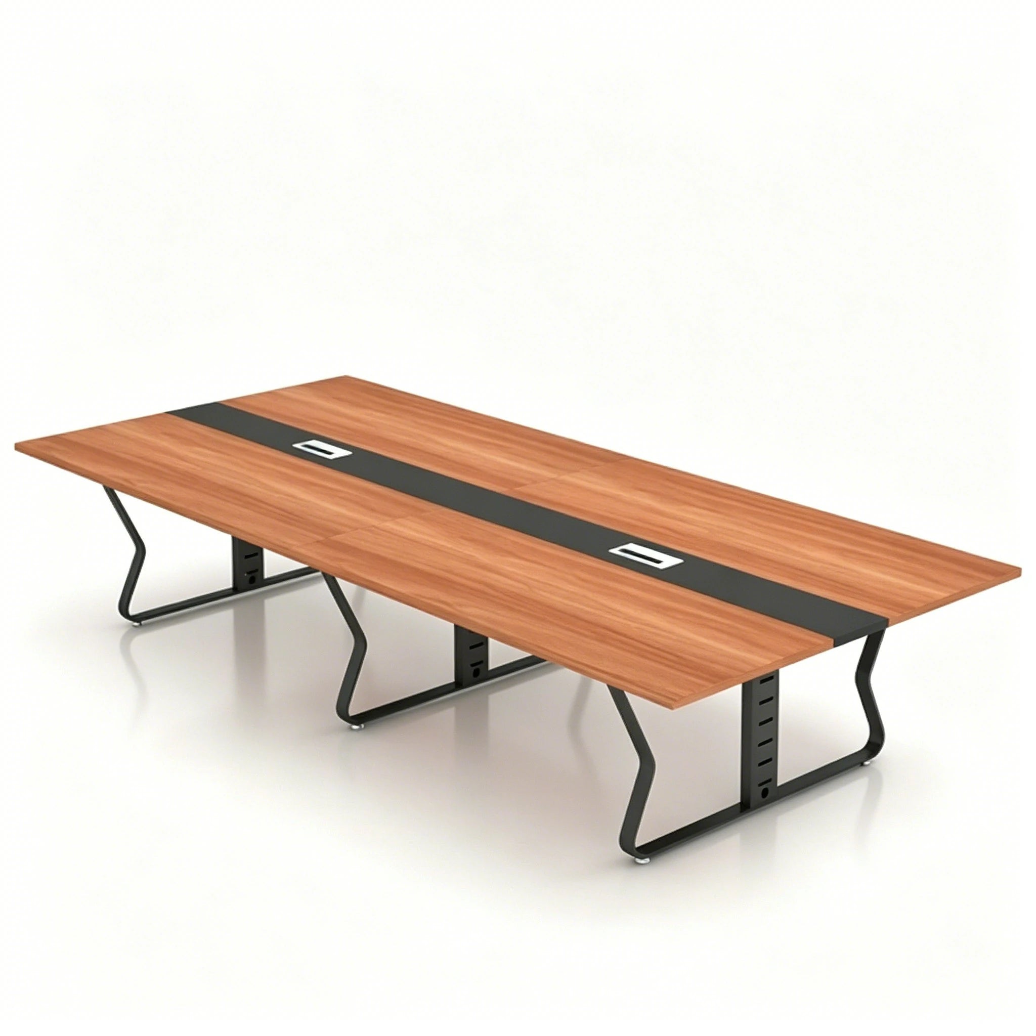 LIVARA 2.8m Conference Table Modern Office Desk with Hidden Cable Management Reinforced Steel Frame & E1 Eco Board - Wood Grain & Black Frame