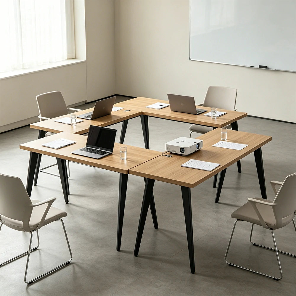 LIVARA Office Desk 120cm Single Workstation with Cable Management, E1 Board & Steel Frame - Wood Grain & Black