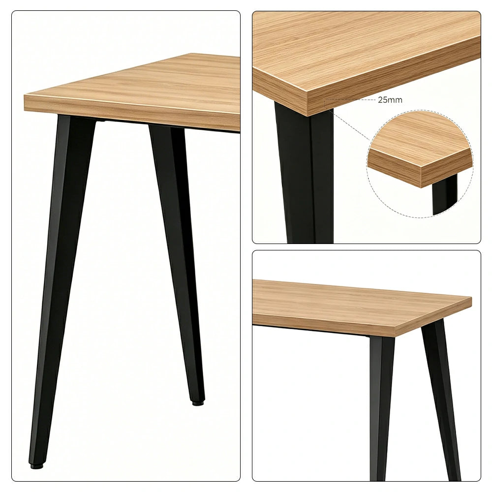 LIVARA Office Desk 120cm Single Workstation with Cable Management, E1 Board & Steel Frame - Wood Grain & Black