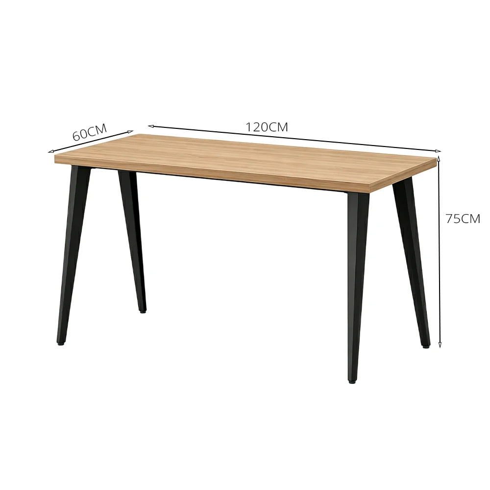 LIVARA Office Desk 120cm Single Workstation with Cable Management, E1 Board & Steel Frame - Wood Grain & Black