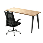 LIVARA Office Desk Set 120cm Single Workstation with Chair, Cable Management, E1 Board & Steel Frame - Wood Grain & Black