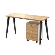 LIVARA Office Desk Set 120cm Single Workstation with Mobile Cabinet, Cable Management, E1 Board & Steel Frame - Wood Grain & Black