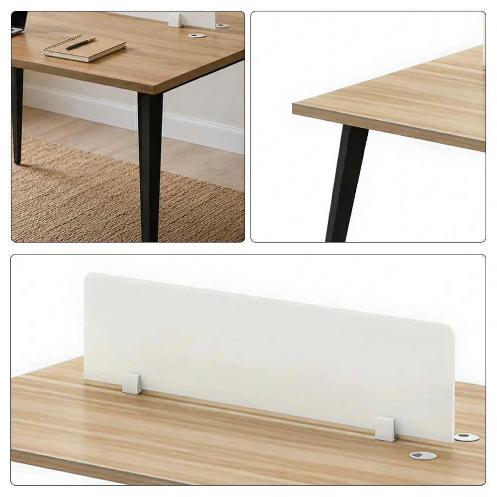LIVARA Office Desk 120cm 2-Person Workstation with Cable Management, E1 Board & Steel Frame - Wood Grain & Black
