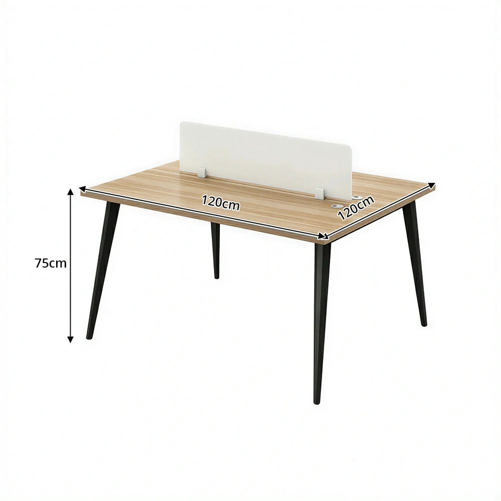 LIVARA Office Desk 120cm 2-Person Workstation with Cable Management, E1 Board & Steel Frame - Wood Grain & Black
