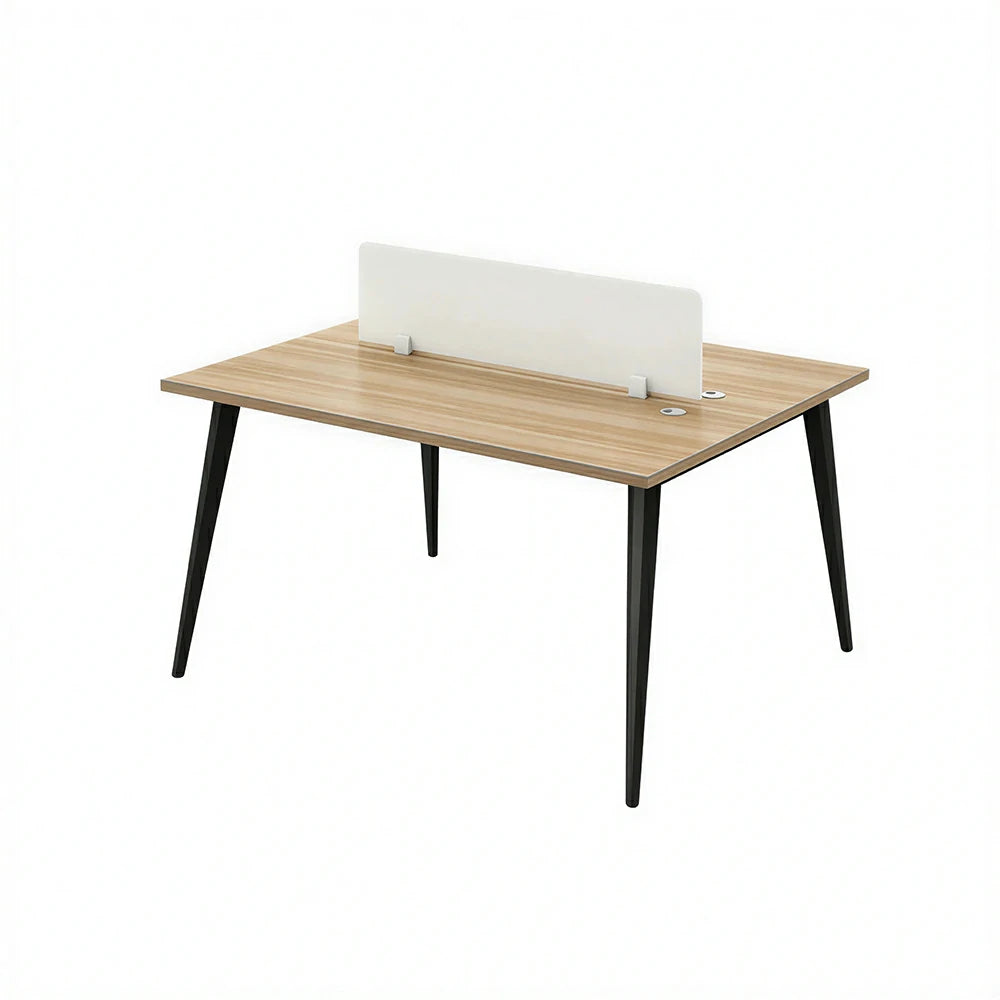 LIVARA Office Desk 120cm 2-Person Workstation with Cable Management, E1 Board & Steel Frame - Wood Grain & Black