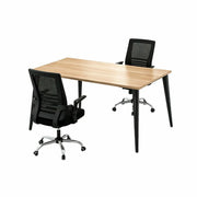 LIVARA Office Desk Set 120cm 2-Person Workstation with 2 Chairs, Cable Management, E1 Board & Steel Frame - Wood Grain & Black