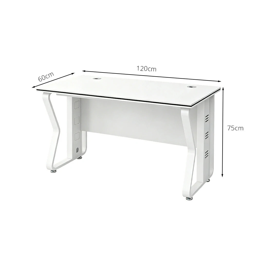LIVARA Office Desk 120cm Single Workstation with Hidden Cable Management & Reinforced Steel Frame - White