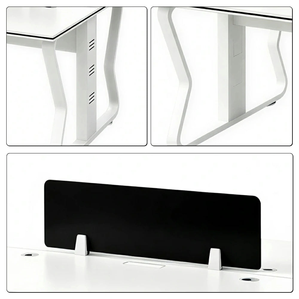 LIVARA Office Desk 120cm 2-Person Workstation with Hidden Cable Management & Reinforced Steel Frame - White
