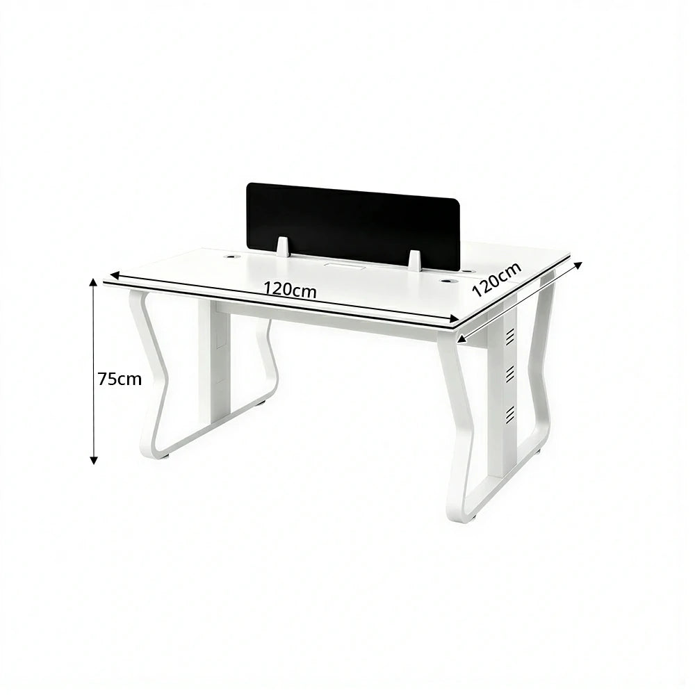 LIVARA Office Desk 120cm 2-Person Workstation with Hidden Cable Management & Reinforced Steel Frame - White