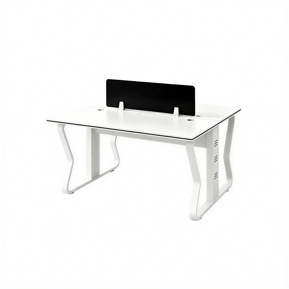 LIVARA Office Desk 120cm 2-Person Workstation with Hidden Cable Management & Reinforced Steel Frame - White