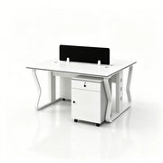 LIVARA Office Desk Set 120cm 2-Person Workstation with 2 Mobile Cabinets & Hidden Cable Management - White