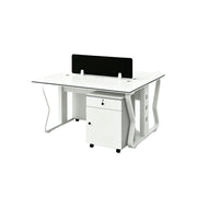 LIVARA Office Desk Set 120cm 2-Person Workstation with 2 Mobile Cabinets & Hidden Cable Management - White