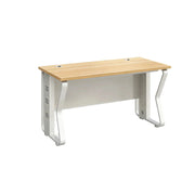 LIVARA Single Office Desk 120cm Workstation with Cable Management, E1 Board & Steel Frame - Light Walnut & White