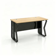 LIVARA Single Office Desk 120cm Workstation with Cable Management, E1 Board & Steel Frame - Light Walnut & Black