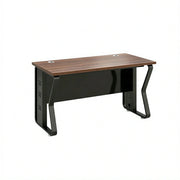 LIVARA Single Office Desk 120cm Workstation with Cable Management, E1 Board & Steel Frame - Dark Walnut & Black