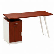 LIVARA Office Desk with Left Cabinet 120cm Workstation with Cable Management, E1 Board & White Frame - Walnut & White