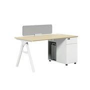 LIVARA 120/140cm Single-Person Office Desk with E0 Desktop, Privacy Screen, Double-Sided Power Outlets & Lockable Storage - Walnut & Grey