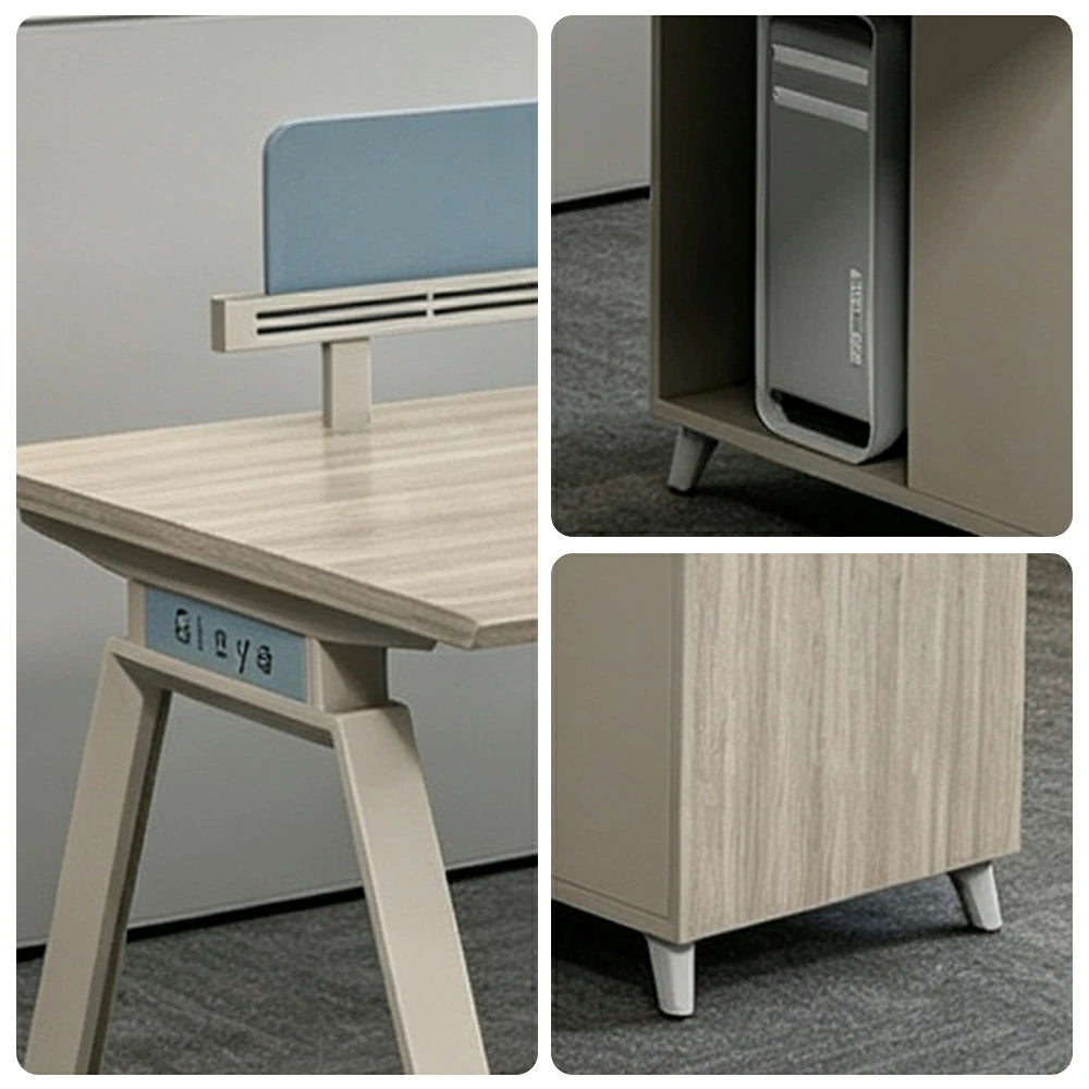 LIVARA 120/140cm Single Office Desk with Dual-Sided Power Outlets, E0 Desktop, Privacy Screen & Password Lock Storage - Oak & White