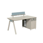 LIVARA 120/140cm Single Office Desk with Dual-Sided Power Outlets, E0 Desktop, Privacy Screen & Password Lock Storage - Oak & White
