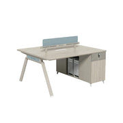 LIVARA 120/140cm 2-Person Office Workstation with Dual-Sided Power Outlets, E0 Desktop, Privacy Screen & Password Lock Storage - Oak & White