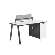 LIVARA 120/140cm Single Office Desk with E0 Desktop, Acoustic Privacy Screen, Dual-Sided Power & Password Lock Storage - White